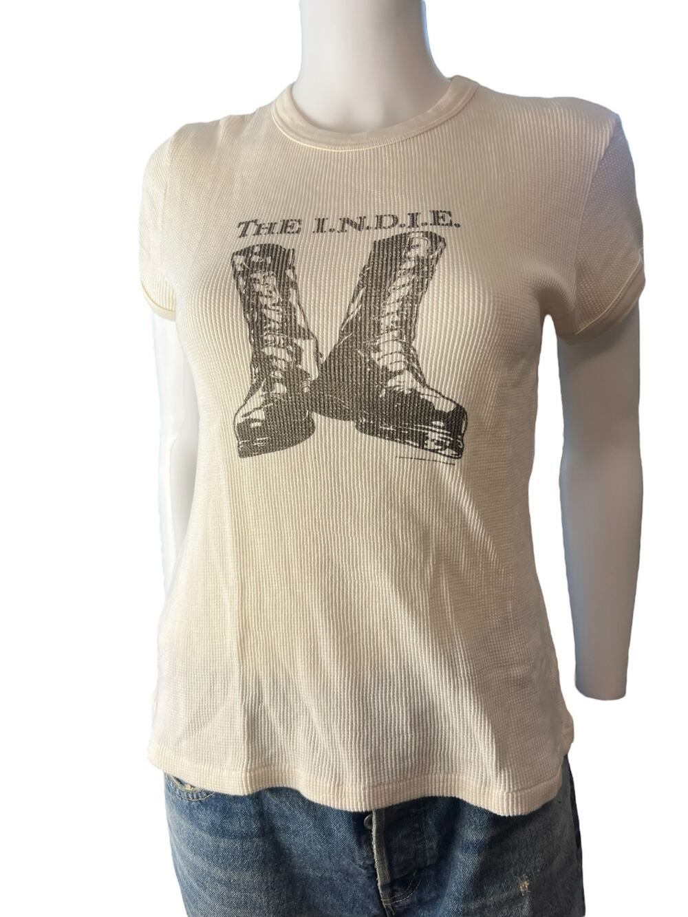John Galt The Indie Pacsun Boot Graphic Waffle Knit T-Shirt Tee Size M